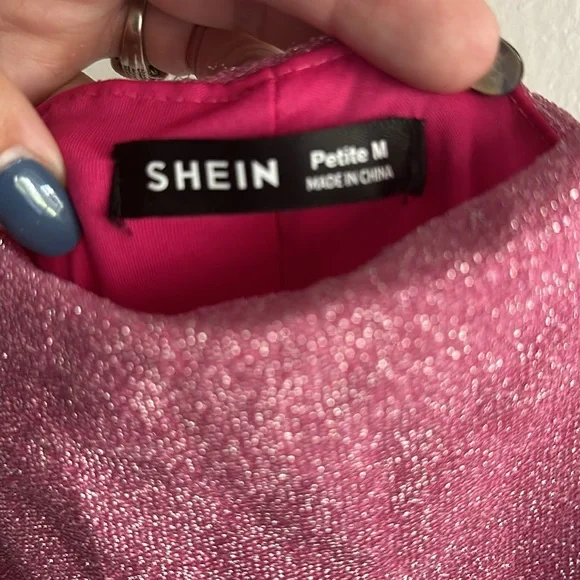 SHEIN Women’s Petite Medium Pink Sparkle Dress - Picture 3 of 4